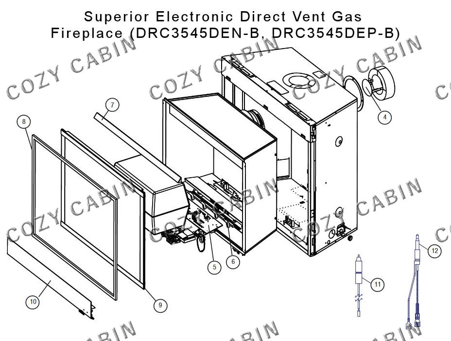 Superior 45 Inch Contemporary Direct Vent Gas Fireplace with Electronic Ignition (DRC3545DEN-B, DRC3545DEP-B) #DRC3545-B